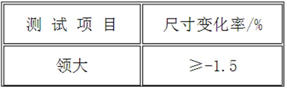表4 尺寸變化率技術要求1