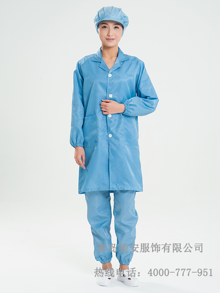 防靜電大褂工作服翻領款，美安服飾專業生產